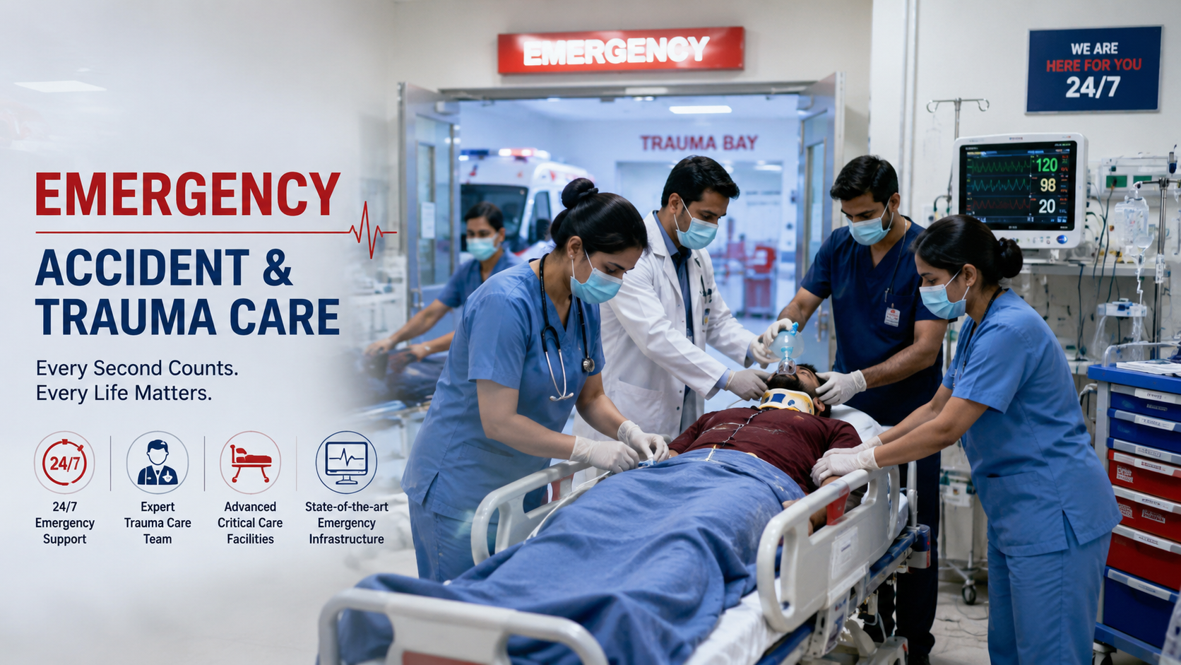 Emergency And Trauma Care Support Inside Malar Priya Medical & Surgical Center
